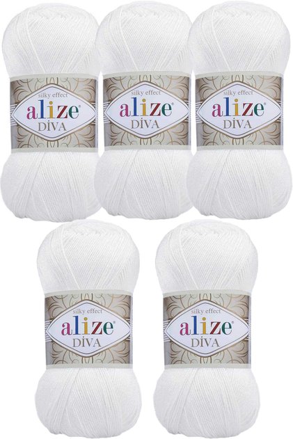 Fir de tricotat Diva Shiny Mercerized, pentru primăvară-vară, nr. 55, set 5 bucăți