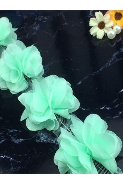 Laser Cut Chiffon Flower (59 - 60 Pieces) - Mint Green