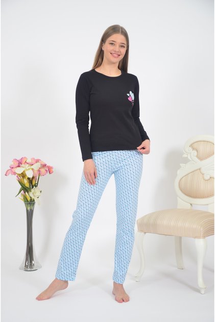 Uzun Kol Yazlık Bisiklet Yaka Pijama