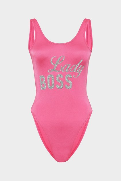 Lady Boss Slogan Push Up бански костюм