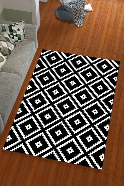 Digital Print Silk Velvet Black Colored Square Pattern Elastic Carpet Cover