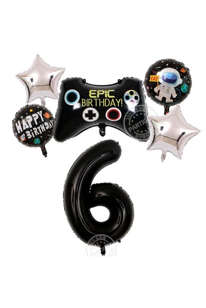Gamer Birthday 6 Years Old Balloon Set Console Gamer 6 Figure Party Balloon Set of 6