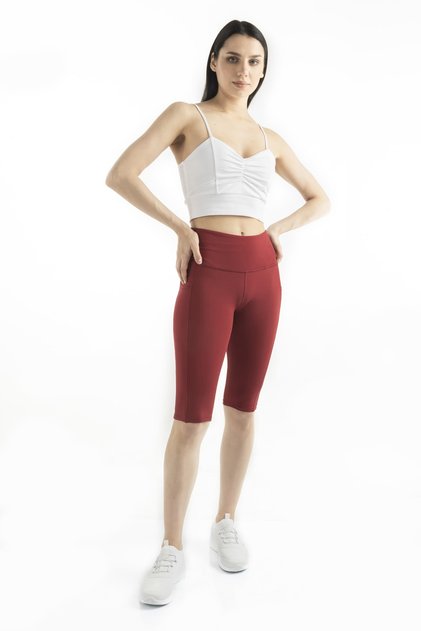 Spocket Claret Red Pocket High Waist, Firming Yoga Laptop Leggings 10"