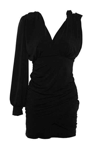 Trendyol Collection Black Shiny Stone Knitted Stylish Mini Evening Dress  Night Graduation Dress Tprss22El0451- Trendyol