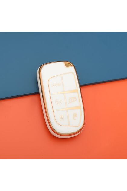 Fiat-Jeep-Chrysler TPU Material Cream Key Case (5 Keys)