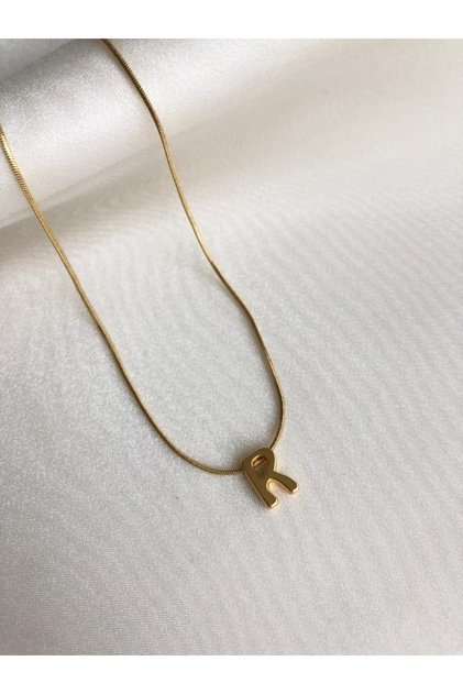 Gold Necklace with Letter R