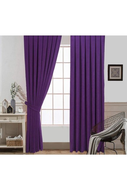 Purple Honeycomb Velvet Textured Island Background Curtain with Flat Stitching Extraforce Gathering 1st Class Quality