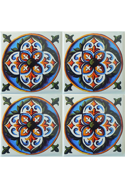 KÜTAHYA ÇİNİ SANAYİ 10x10 cm Çini Desenli Çini Seramik Karo