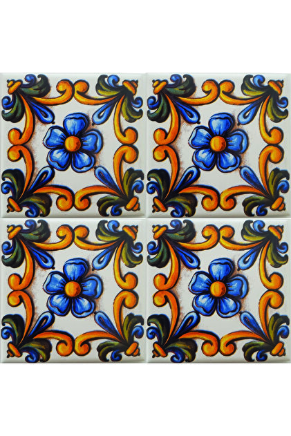 KÜTAHYA ÇİNİ SANAYİ 10x10 Cm Çini Desenli Çini Seramik Karo