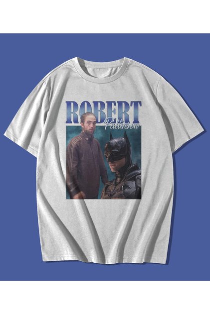 Oversize Unisex Fit Robert Pattinson Batman Printed T-shirt Sarcastic White T-Shirt
