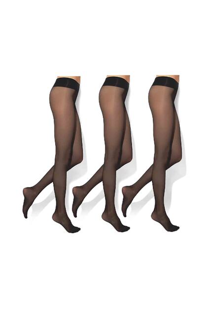 Women's Odor-Free Pantyhose Black Silver Socks 3 Pack