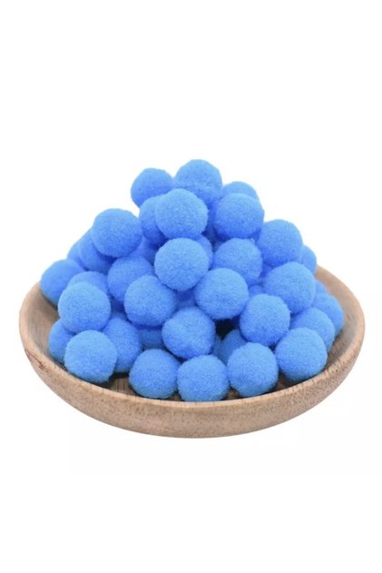 100 Adet 2cm Mavi Pompom Yumuşak Ponpon Peluş