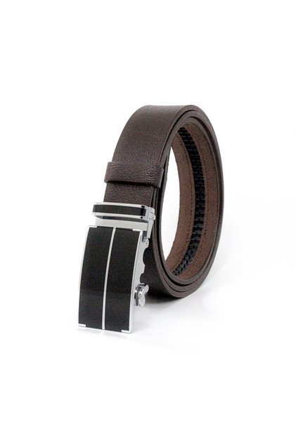 Non-Hole Buffalo Leather Classic Men's Belt with Automatic Buckle