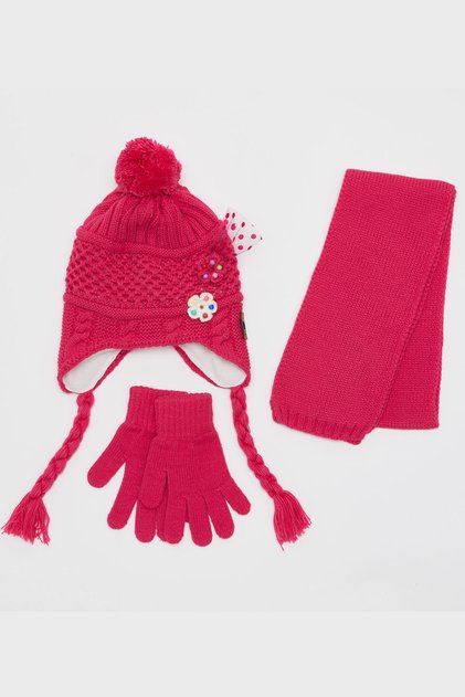 Openwork Girl's 3-Piece Beret Set