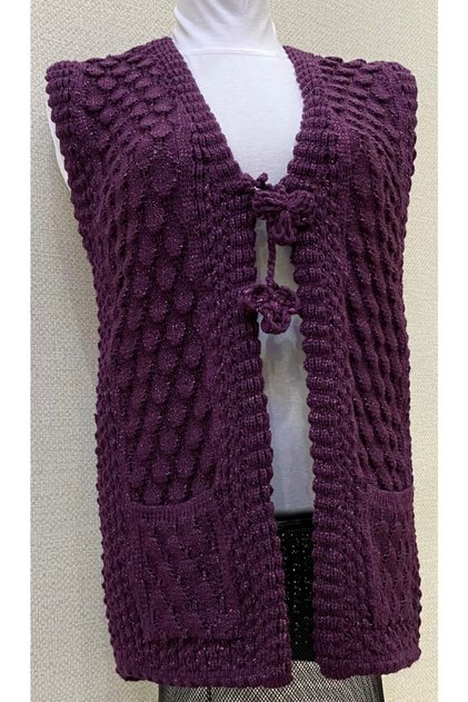 Women's Purple Lurex Knitted Vest