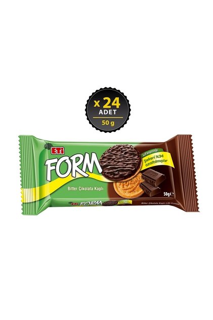 Form Bitter Çikolata Kaplı Lifli Bisküvi 50 g x 24 Adet