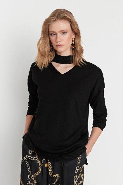 CHOKA 30 36 2個セット Trendyolmilla Siyah Choker Yaka Triko Kazak TWOAW20KZ0220 Fiyatı