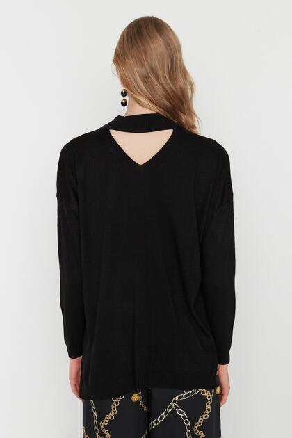 Trendyolmilla Siyah Choker Yaka Triko Kazak TWOAW20KZ0220 Fiyatı