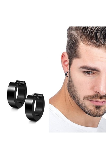 Steel Hoop Earrings Black