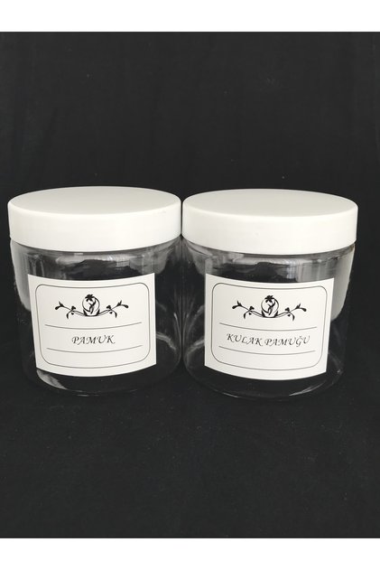 Transparent Glass Look Plastic Organizer Set of 2 Mica Jars Cotton-Ear Cotton 500 ml