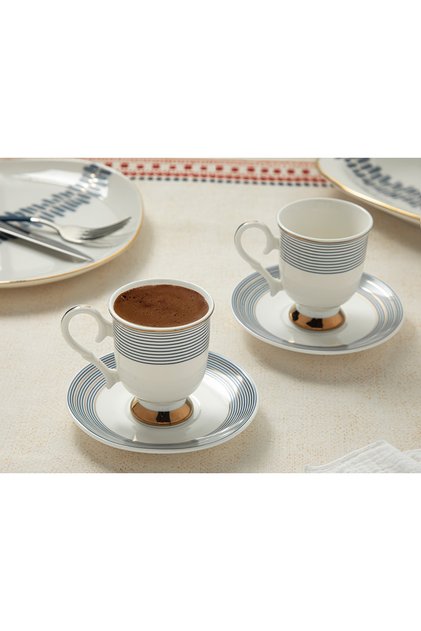 Elegance Deep New Bone 2-Piece Coffee Cup Set 100 Ml Dark Blue