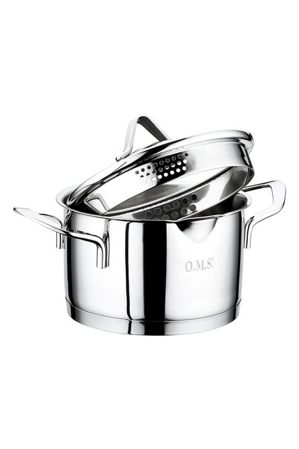 2039 Cylinder Mouth Pouring Straining Deep Steel Pot 26x16 cm