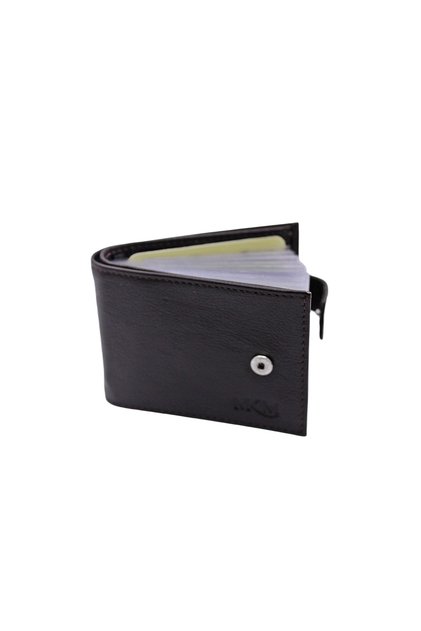 Man Genuine Leather Wallet with Transparent Card Holder Side Model