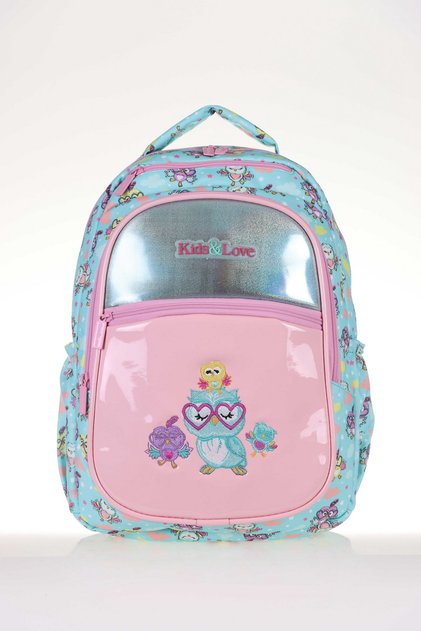 Kids & Love Owl School Bag 39x29x16 Patent Leather Hologram (l5070)