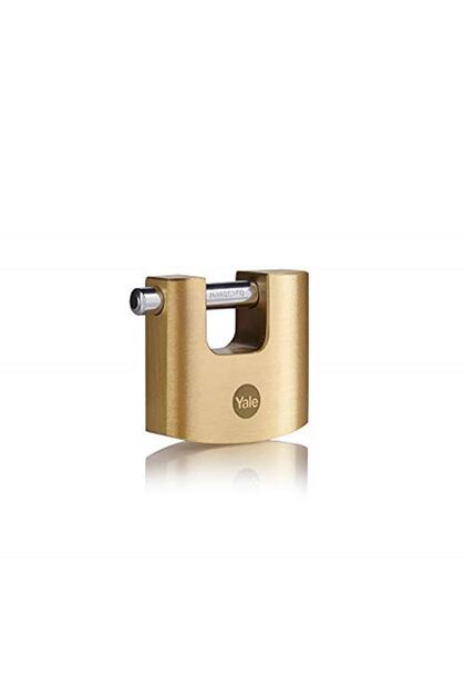 Y114b/70/113/1 - 70mm Oval Sliding Pin Brass Padlock - High Protection - Hardened Pad