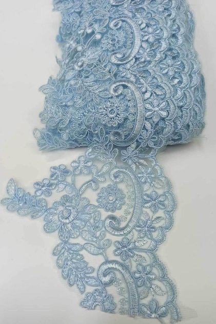 Baby Blue French Guipure Ribbon Lace – Decorative Ribbon, Stylish Design, Women's Accessory – Decorative She