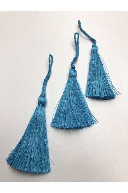 Turquoise Single Tassel 10 Pieces 7 cm – Decorative Ribbon, Stylish Design, Women's Accessory – Decorative Ribbon