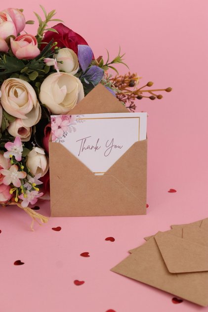 Kraft Natural Mini Envelope, Flower Note Envelope, Business Card Envelope, 75*90mm (7.5*9 Cm) 25 Pieces