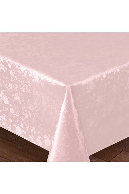 Fiber Lined PVC Tablecloth 100x140cm Wipeable Liquid Proof Stain Resistant Pink with Rose Flowers