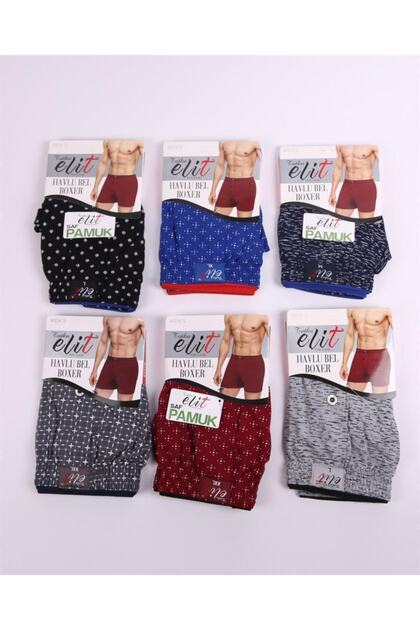 Elit Towel Waist Boxer Colored Patterned Pack of 3 Pure Cotton