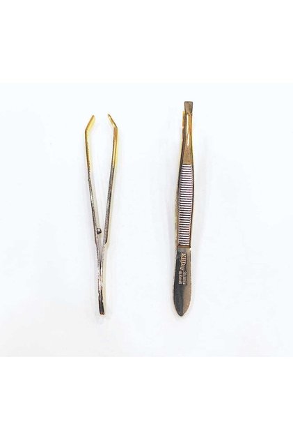 Solingen Tweezers 2 Pack Yellow White Coated