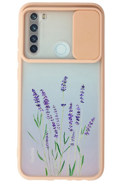 Xiaomi Redmi Note 8 Pink Camera Protected Sliding Lavender Printed Silicone Case Compatible