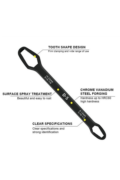 Universal Torque Wrench Multi-Purpose Double Head Torx Wrench 8-13mm/14-22mm