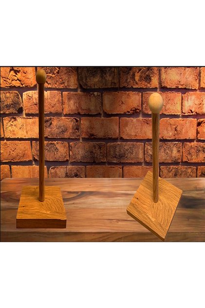 Oak Wood Cylinder Towel Paper Holder Roll Napkin Holder