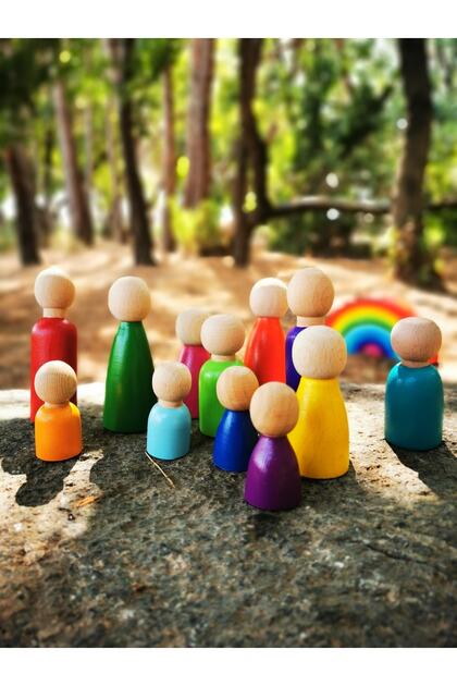 Waldorf Wooden Baby Family Set 12 Pieces - Mesu Colored