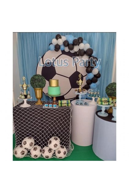 50 Pieces Football Themed Balloon Chain Set ( Black - White - Blue Balloon )