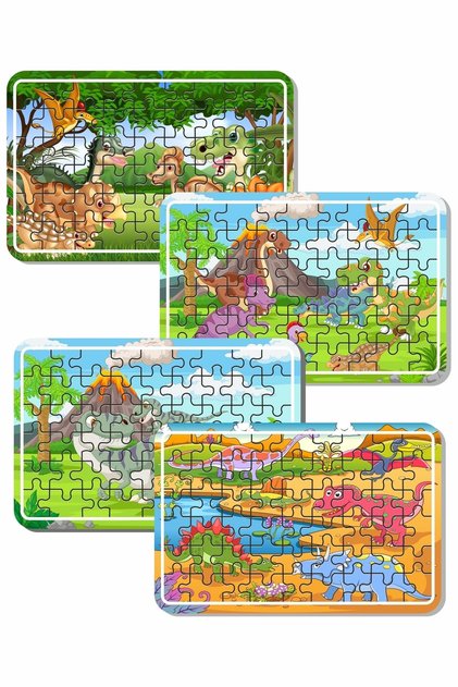 Cute Dinosaurs 54 Piece 4 Piece Wooden Puzzle Set