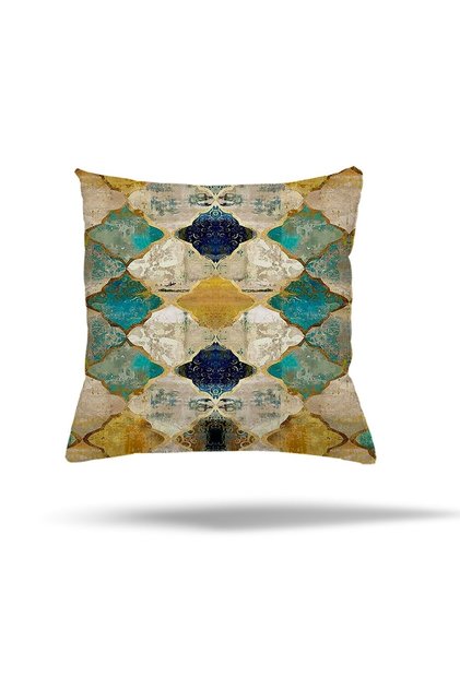 Tile Feather Flower Patterned Hidden Zippered Pillowcase Throw Pillow Cover Seat Pillow Case