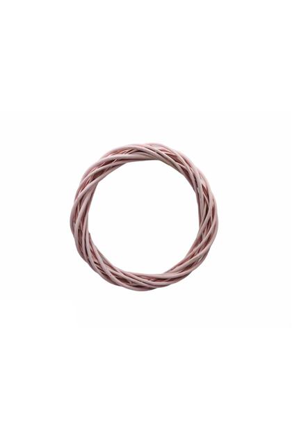 Doğal Ahşap Bambu Kapı Süsü Çelengi 30cm Pembe
