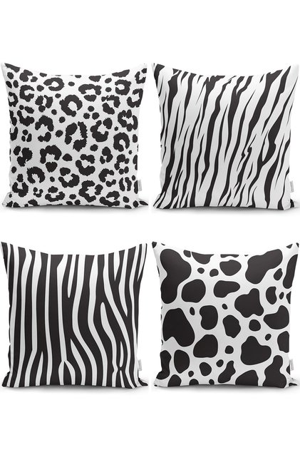 Modern Pillow and Cushion Cover Set with Zebra Pattern on White Background