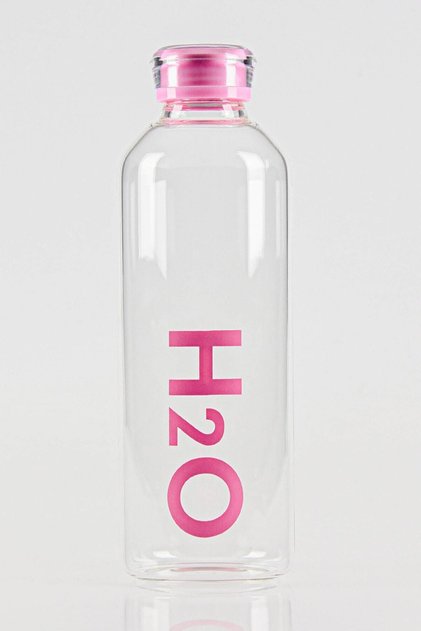 Favorim Home Glass Flask H2O Borosilicate Water Bottle 1000 ml Pink