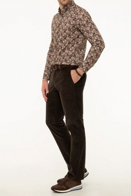 Men's Brown Classic Cut Velvet Trousers 3297
