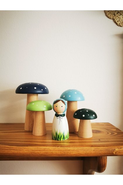 Mesu 4-Piece Waldorf Wooden Island Mushroom Toy Set