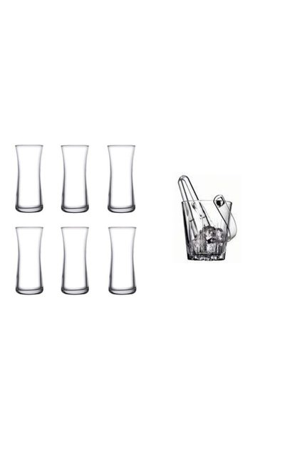 Heybeli Raki Glass and Karat Ice Bucket Set 7 Pieces