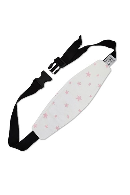 Child Car Seat Baby Stroller Head Support Fixing Belt Cotton Fabric Pink Starry