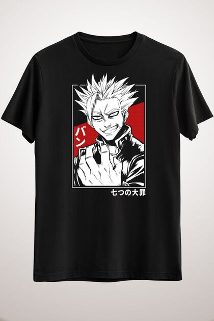 BlueNation Unisex Siyah Ban The Seven Deadly Sins Anime Shirt